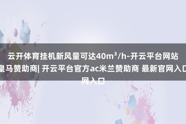 云开体育挂机新风量可达40m³/h-开云平台网站皇马赞助商| 开云平台官方ac米兰赞助商 最新官网入口
