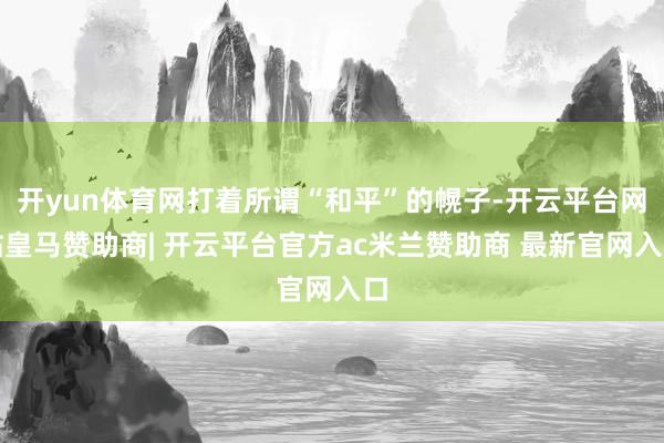 开yun体育网打着所谓“和平”的幌子-开云平台网站皇马赞助商| 开云平台官方ac米兰赞助商 最新官网入口